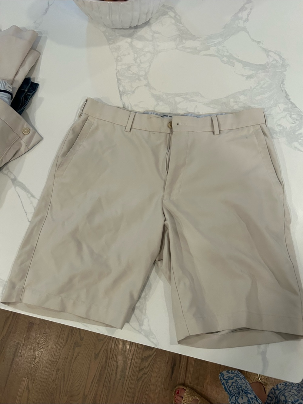Peter Millar Beige Flat-Front Men's Shorts